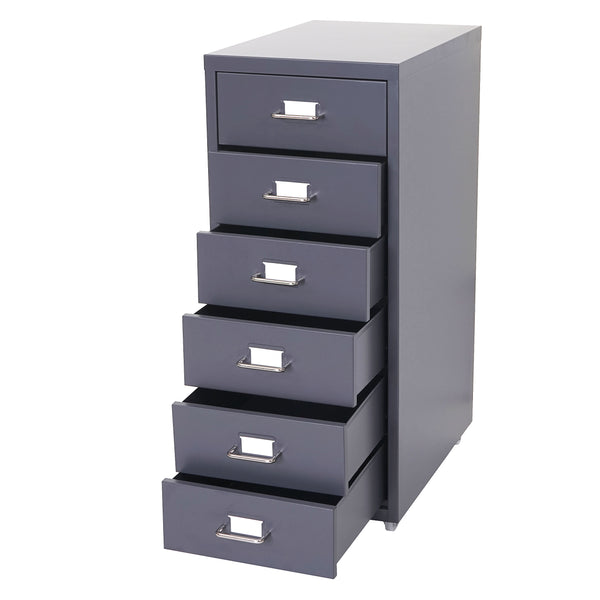 Rollcontainer Boston 6 Schubladen Stahlschrank 69x28x44cm Dunkelgrau