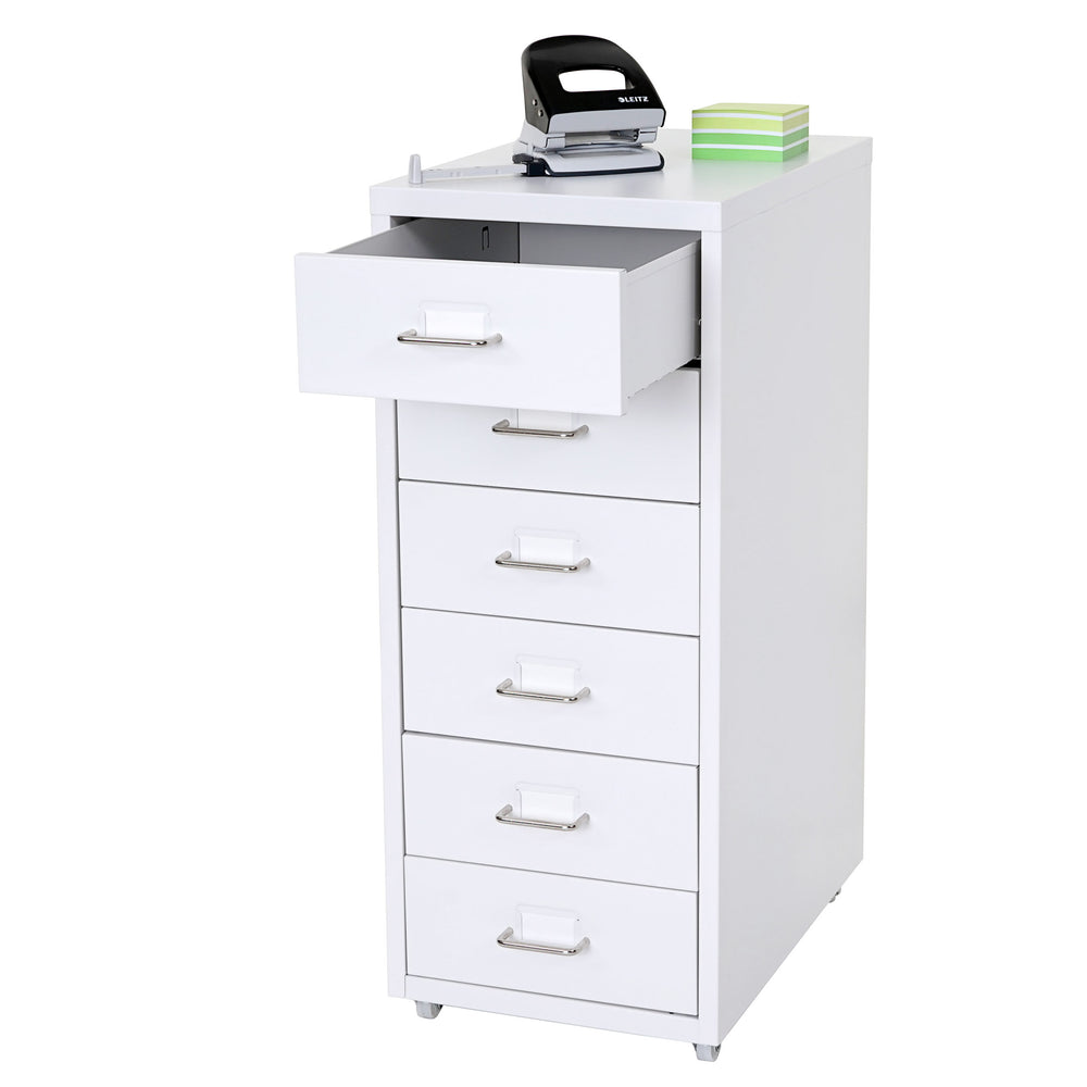 Rollcontainer Boston 6 Schubladen Stahlschrank 69x28x44cm weiss