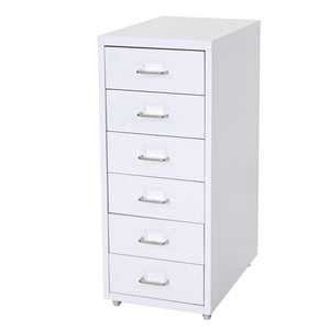Rollcontainer Boston 6 Schubladen Stahlschrank 69x28x44cm weiss