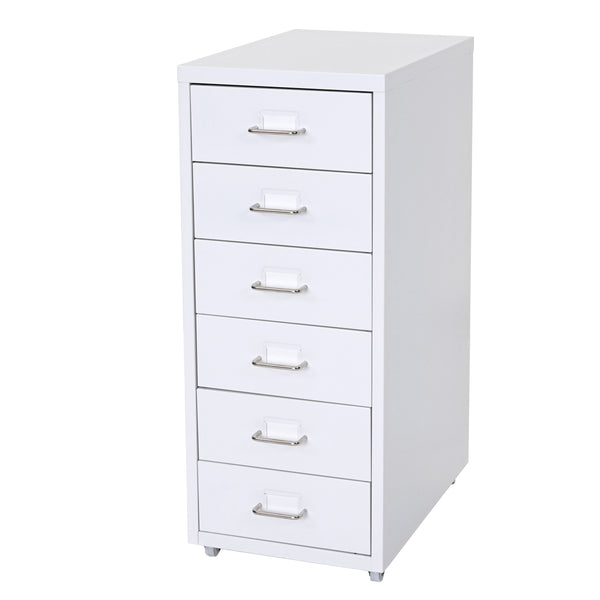 Rollcontainer Boston 6 Schubladen Stahlschrank 69x28x44cm weiss