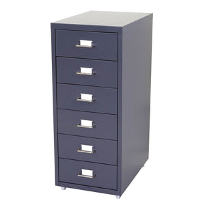 Rollcontainer Boston 6 Schubladen Stahlschrank 69x28x44cm Dunkelgrau