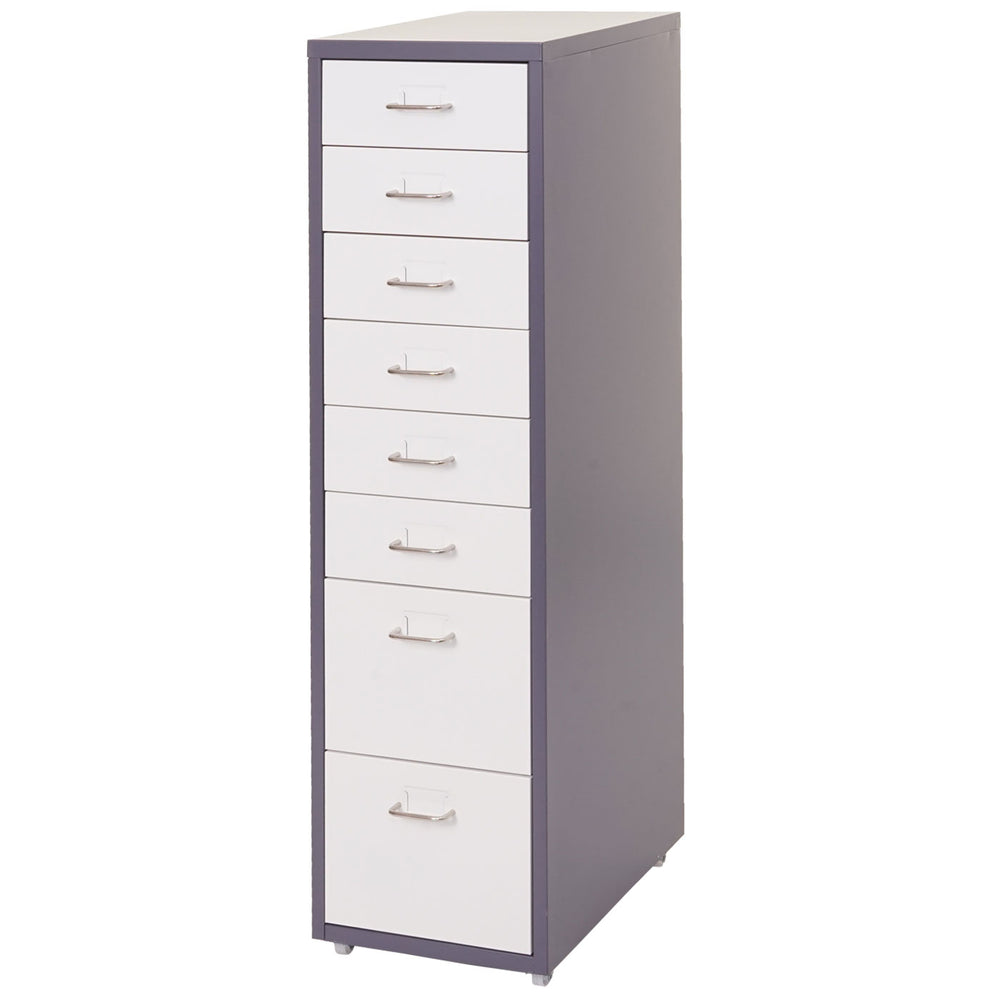 Rollcontainer Boston 8 Schubladen 110x28x41cm dunkelgrau weiss