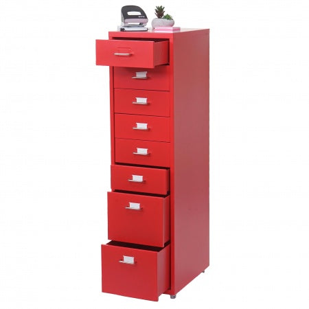 Rollcontainer Boston 8 Schubladen Stahlschrank 109x28x44cm Rot