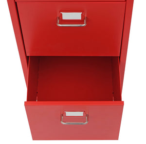 Rollcontainer Boston 8 Schubladen Stahlschrank 109x28x44cm Rot