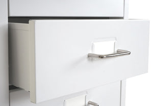 Rollcontainer Boston 8 Schubladen Stahlschrank 109x28x44cm Weiss