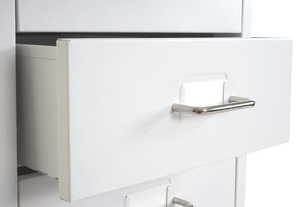 Rollcontainer Boston 8 Schubladen Stahlschrank 109x28x44cm Weiss