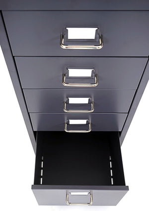 Rollcontainer Boston 8 Schubladen Stahlschrank 109x28x44cm Dunkelgrau