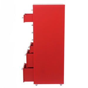 Rollcontainer Boston 8 Schubladen Stahlschrank 109x28x44cm Rot