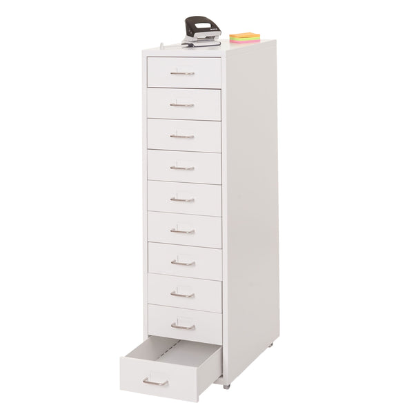 Rollcontainer Boston 10 Schubladen Stahlschrank 110x28x41cm weiss