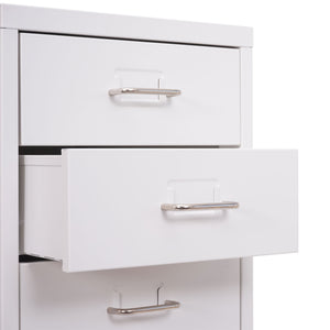 Rollcontainer Boston 10 Schubladen Stahlschrank 110x28x41cm weiss