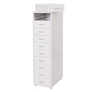 Rollcontainer Boston 10 Schubladen Stahlschrank 110x28x41cm weiss