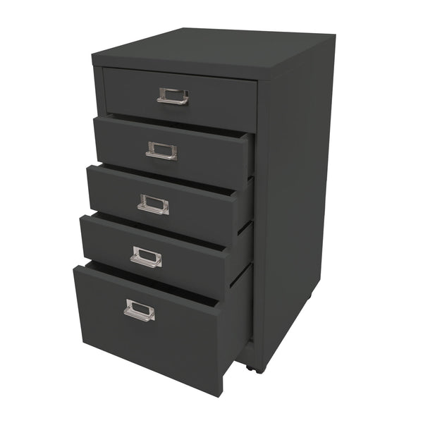 Rollcontainer JAM-L49 Aktenschrank Metall 75x40x41cm 5 Schubladen