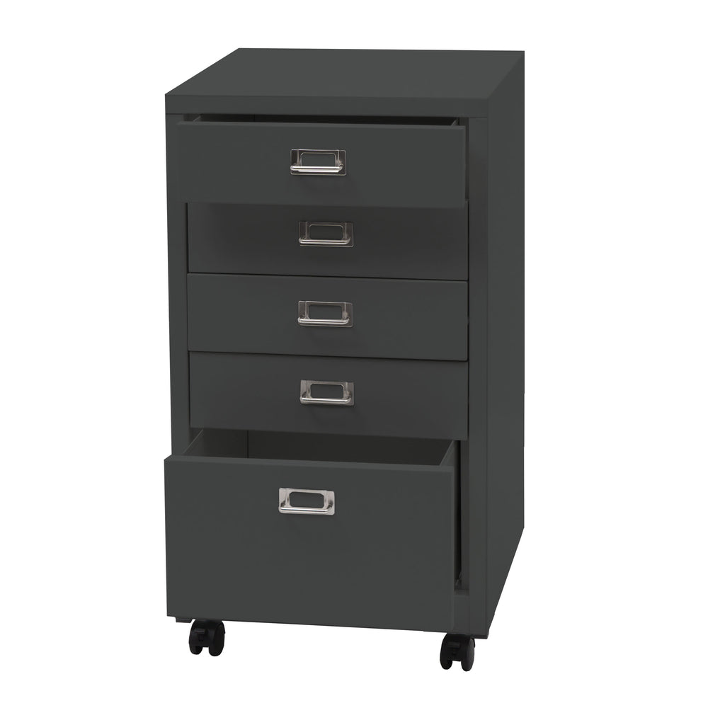 Rollcontainer JAM-L49 Aktenschrank Metall 75x40x41cm 5 Schubladen