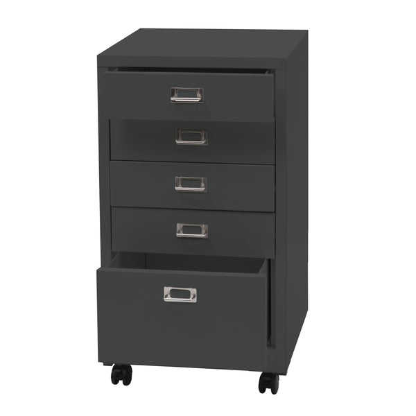 Rollcontainer JAM-L49 Aktenschrank Metall 75x40x41cm 5 Schubladen