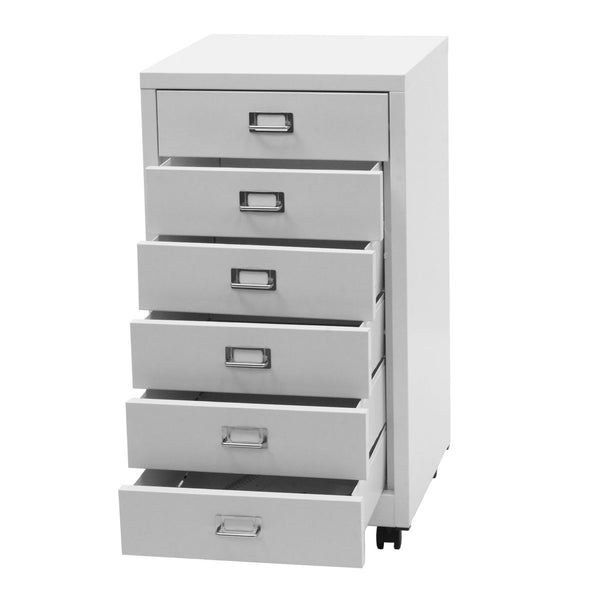 Rollcontainer JAM-L49 Aktenschrank Metall 75x40x41cm 6 Schubladen