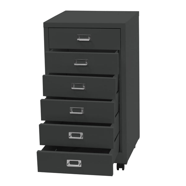 Rollcontainer JAM-L49 Aktenschrank Metall 75x40x41cm 6 Schubladen