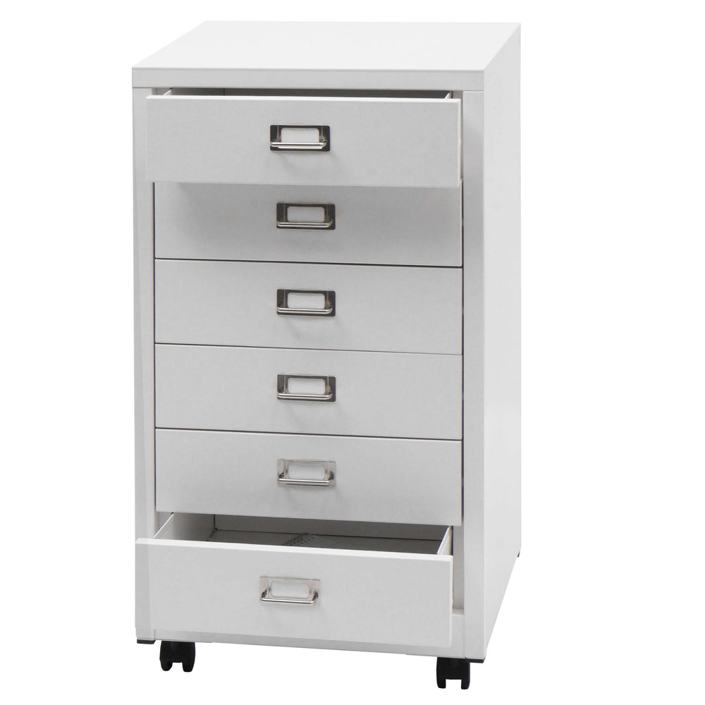 Rollcontainer JAM-L49 Aktenschrank Metall 75x40x41cm 6 Schubladen