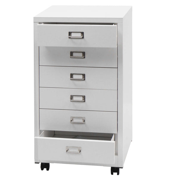 Rollcontainer JAM-L49 Aktenschrank Metall 75x40x41cm 6 Schubladen