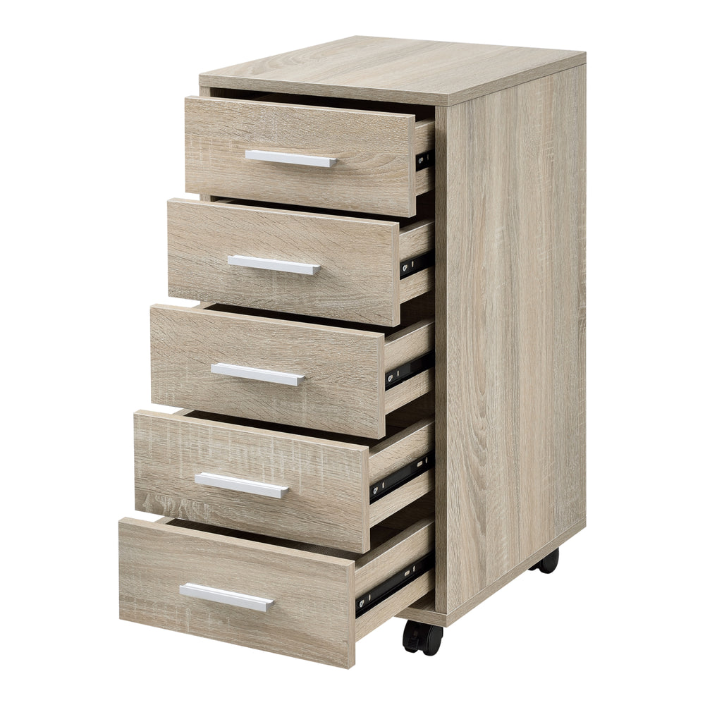 Stockholm rolling container 63x33x38cm with 5 drawers, oak