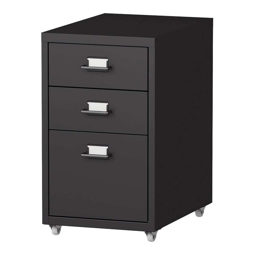 Kökar steel rolling container with 3 drawers, black