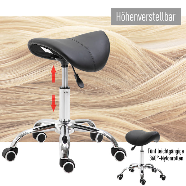 Rollhocker Sattelhocker Praxishocker 49-61cm schwarz