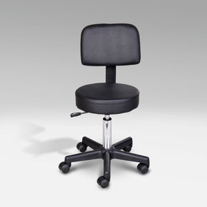 Rollhocker mit Lehne Arbeitshocker Kosmetikhocker schwarz