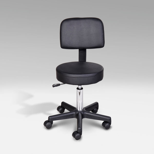 Rollhocker mit Lehne Arbeitshocker Kosmetikhocker schwarz