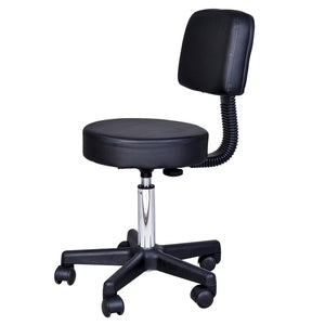 Rollhocker mit Lehne Arbeitshocker Kosmetikhocker schwarz