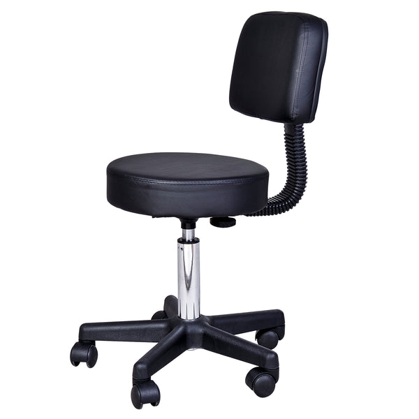 Rollhocker mit Lehne Arbeitshocker Kosmetikhocker schwarz