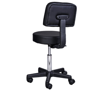 Rollhocker mit Lehne Arbeitshocker Kosmetikhocker schwarz