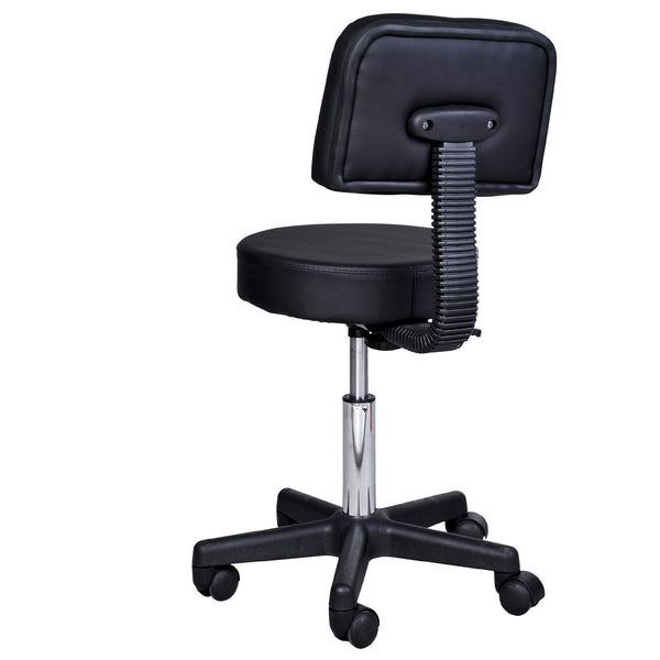 Rollhocker mit Lehne Arbeitshocker Kosmetikhocker schwarz