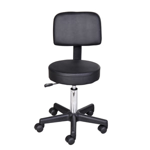 Rollhocker mit Lehne Arbeitshocker Kosmetikhocker schwarz