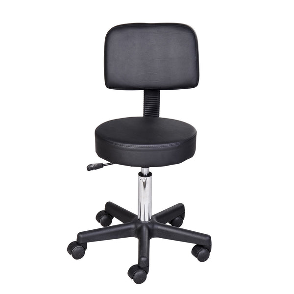 Rollhocker mit Lehne Arbeitshocker Kosmetikhocker schwarz