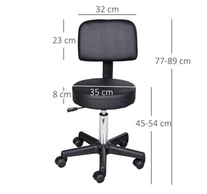 Rollhocker mit Lehne Arbeitshocker Kosmetikhocker schwarz