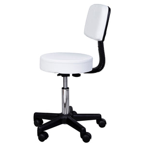 Rollhocker mit Lehne Arbeitshocker Kosmetikhocker weiss