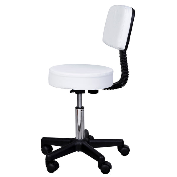 Rollhocker mit Lehne Arbeitshocker Kosmetikhocker weiss