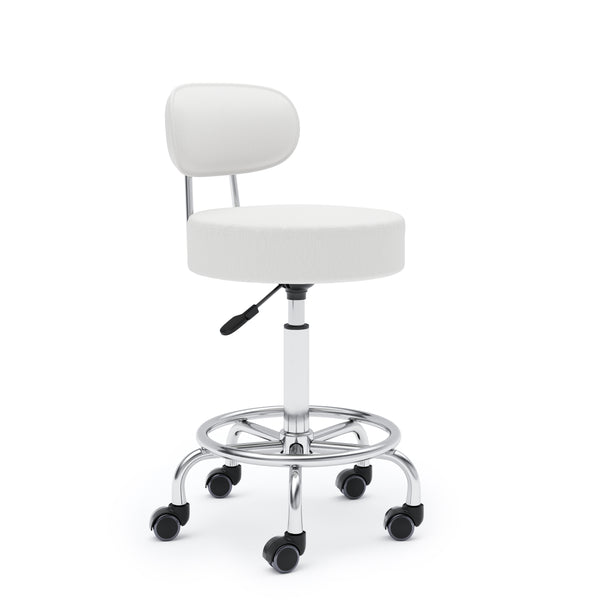 Rollhocker mit Rückenlehne SANDY weiss