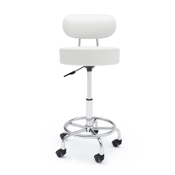 Rollhocker mit Rückenlehne SANDY weiss