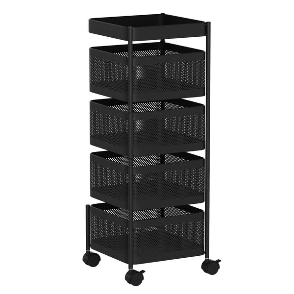 Rollwagen MOSIR 5 Etagen 27 x 27 x 72 cm schwarz