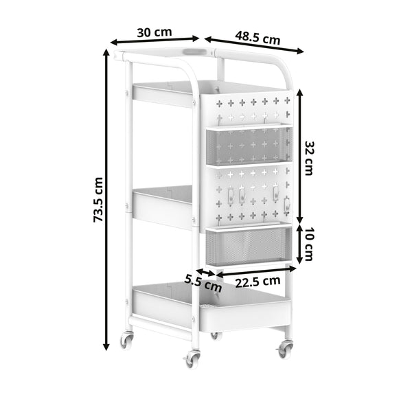 Rollwagen STEVEN 3 Etagen 30 x 49 x 74 cm anthrazit