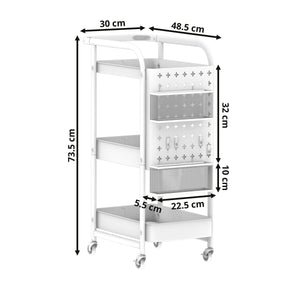 Rollwagen STEVEN 3 Etagen 30 x 49 x 74 cm weiss