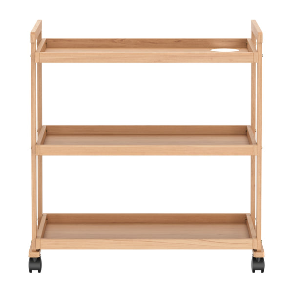Rollwagen für Malutensilien Holz mit 3 Ablagen 78 x 42 x 88 cm natur