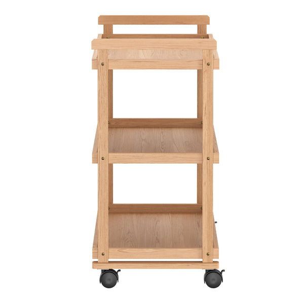 Rollwagen für Malutensilien Holz mit 3 Ablagen 78 x 42 x 88 cm natur