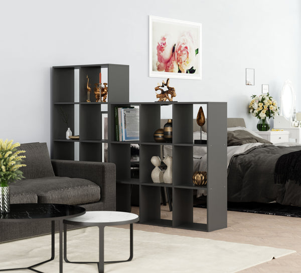 Raumteiler Bücherregal NOUR 9 Fächer schwarz