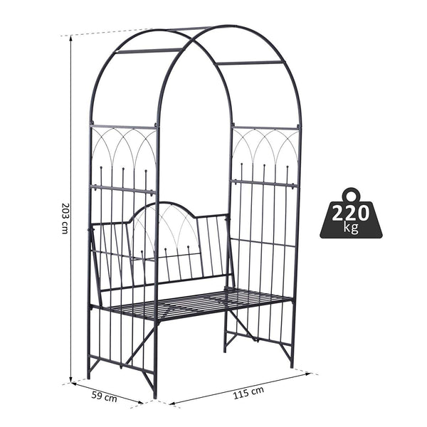 Rosenbogen Gartenbank Rankhilfe Metall 203cm