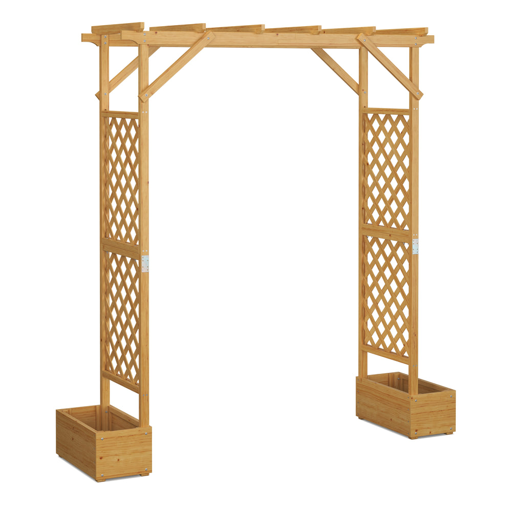 Rosenbogen Holz mit Pflanzenkasten 208 x 220 cm