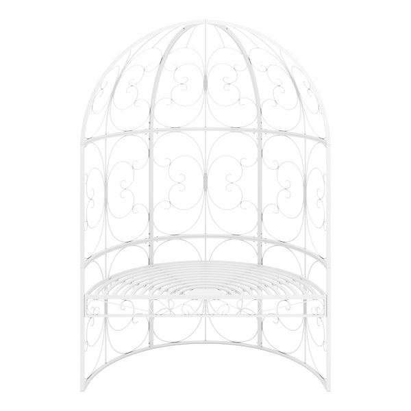 Halbpavillon mit Sitzbank YVETTE 120 x 178 cm weiss