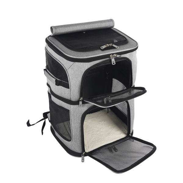 Zaino per cani, zaino per gatti, doppio scomparto, fino a 11 kg