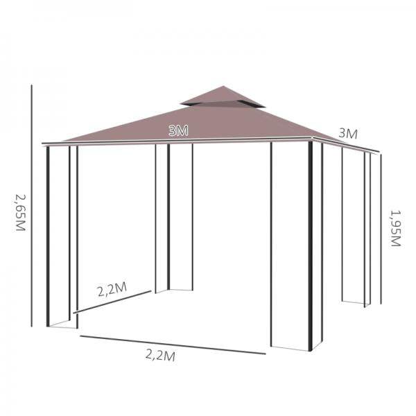 Pavillon Gartenpavillon Partyzelt Gartenzelt Festzelt Doppeldach 3x3m