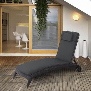 Liegenauflage Liegenpolster Gartenliege mit Kopfkissen abnehmbar Bezug Grau 198 x 53 x 5 cm
